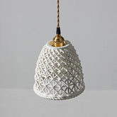 White Modern Pendant Light Grid Ceramic Design